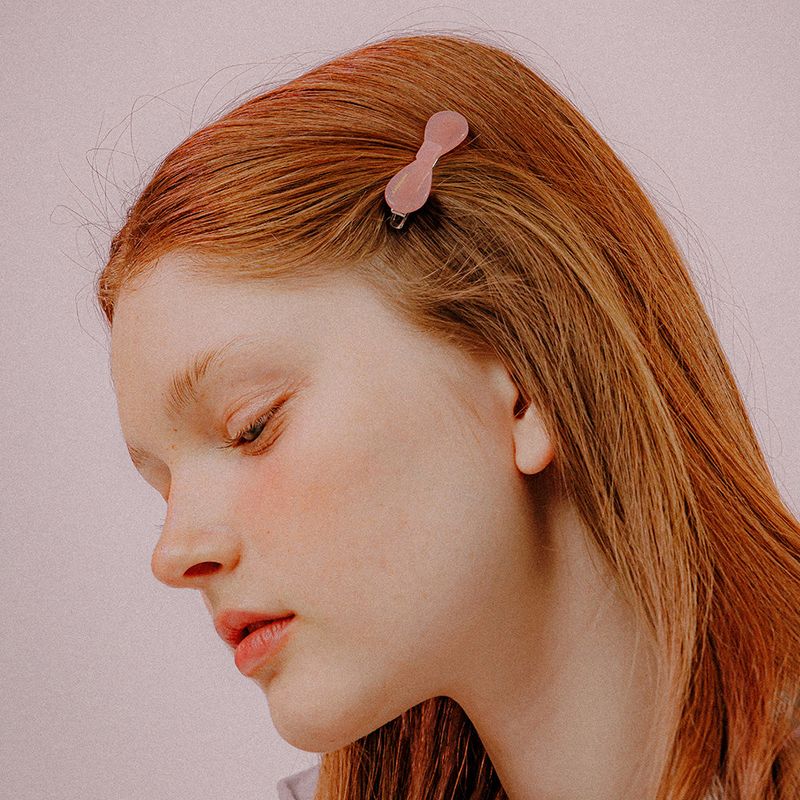 CELLULOSE RIBBON HAIR PIN (LIGHT PINK)