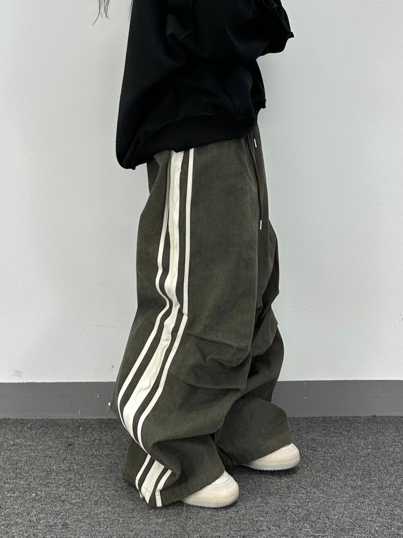 media track denim pants
