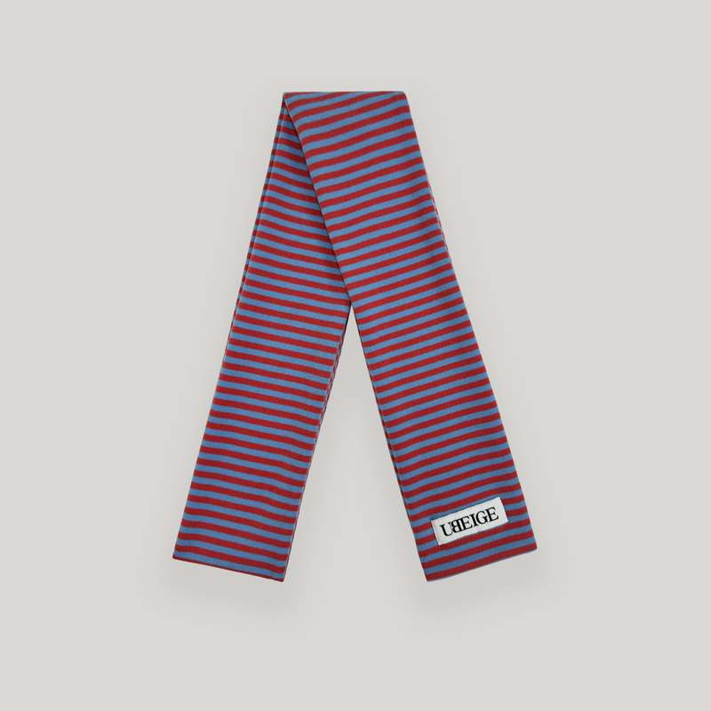 UBEIGE(ユーベイジ)の「Pink/Sky Blue Stripe Fleece Mufler(Fashion Accessories)」