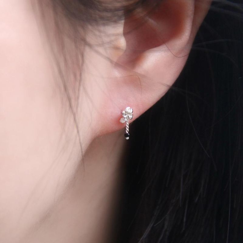 [CCNMADE] Plumeria Silverchain Earring (9color)