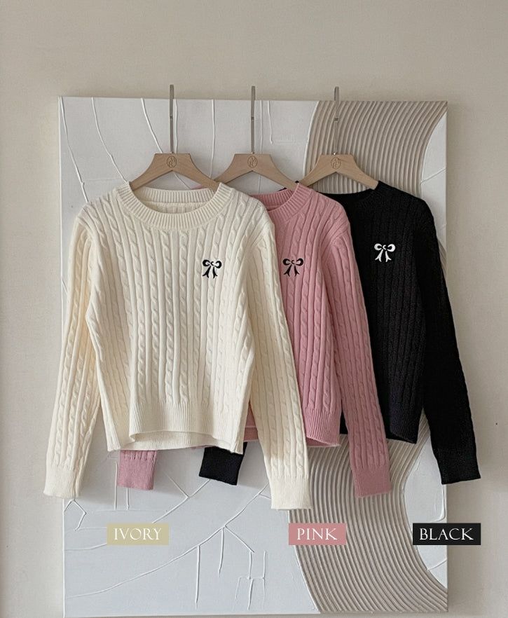 Zeno Ribbon Embroidery Cable Knit