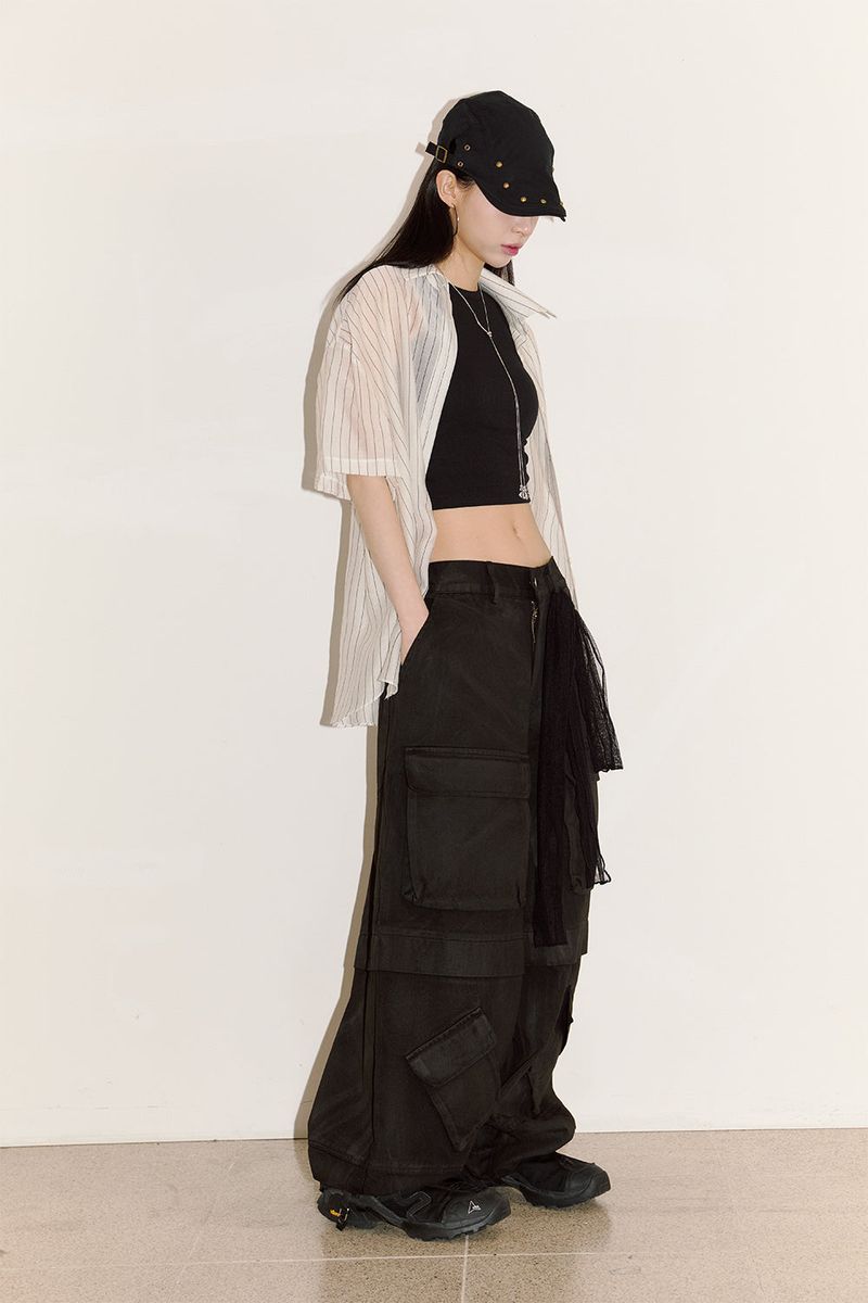 Rusty multi cargo over wide pants