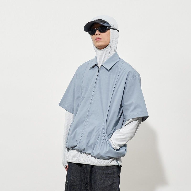 FMACM Nylon Quick-Dry Pleated Pocket Short-Sleeved Shirt