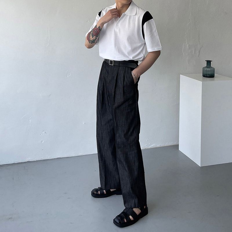 EV BOLN Pintuck Denim Slacks