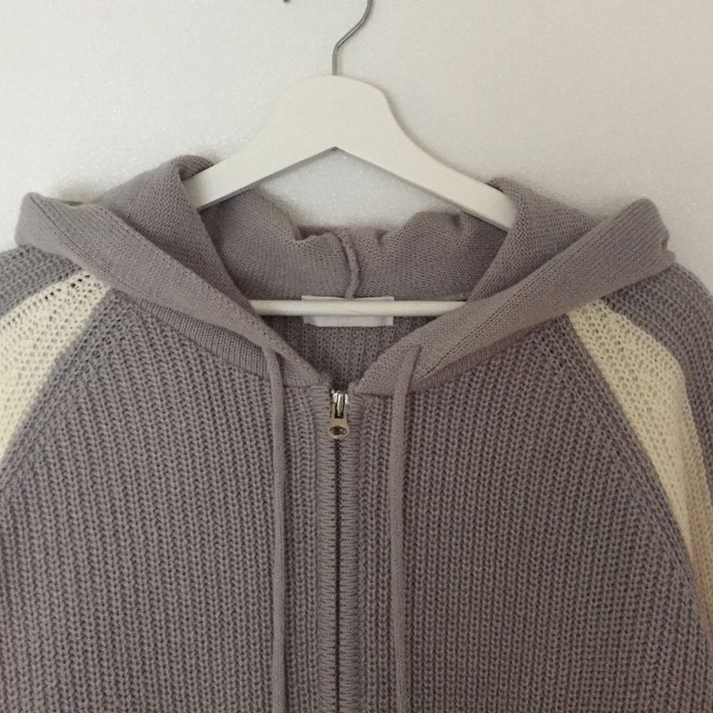Coloring Hooded Zip-Up Knitwear (4 colors)