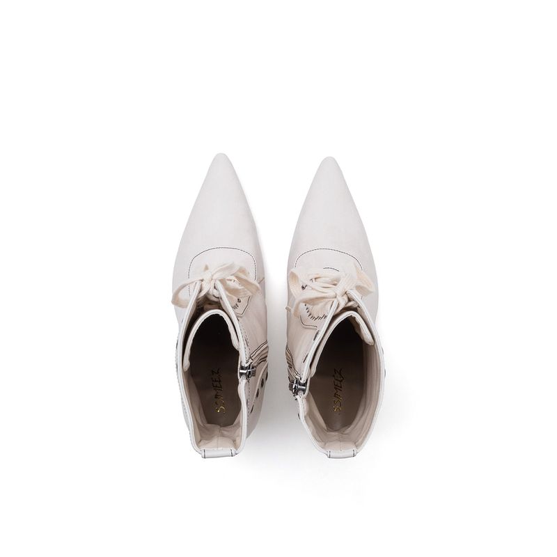 Eyelet Lace-Up Walker Heel(Ivory)