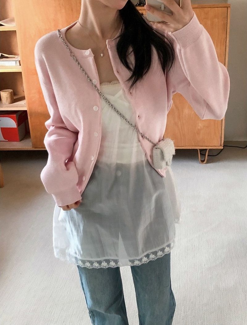 Basic Fine Wool Round Knit Cardigan (11color)