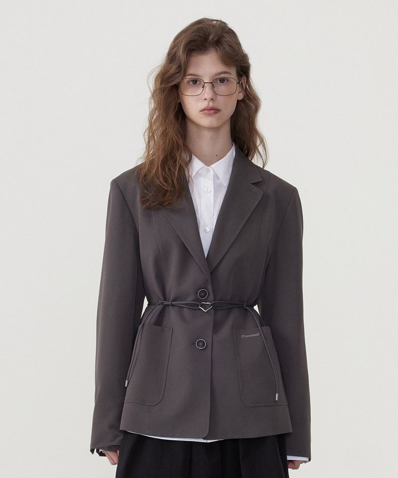 Covernat（カバーナット）の「Women's Belted Tailored Jacket Charcoal（Jackets/Outerwear）」
