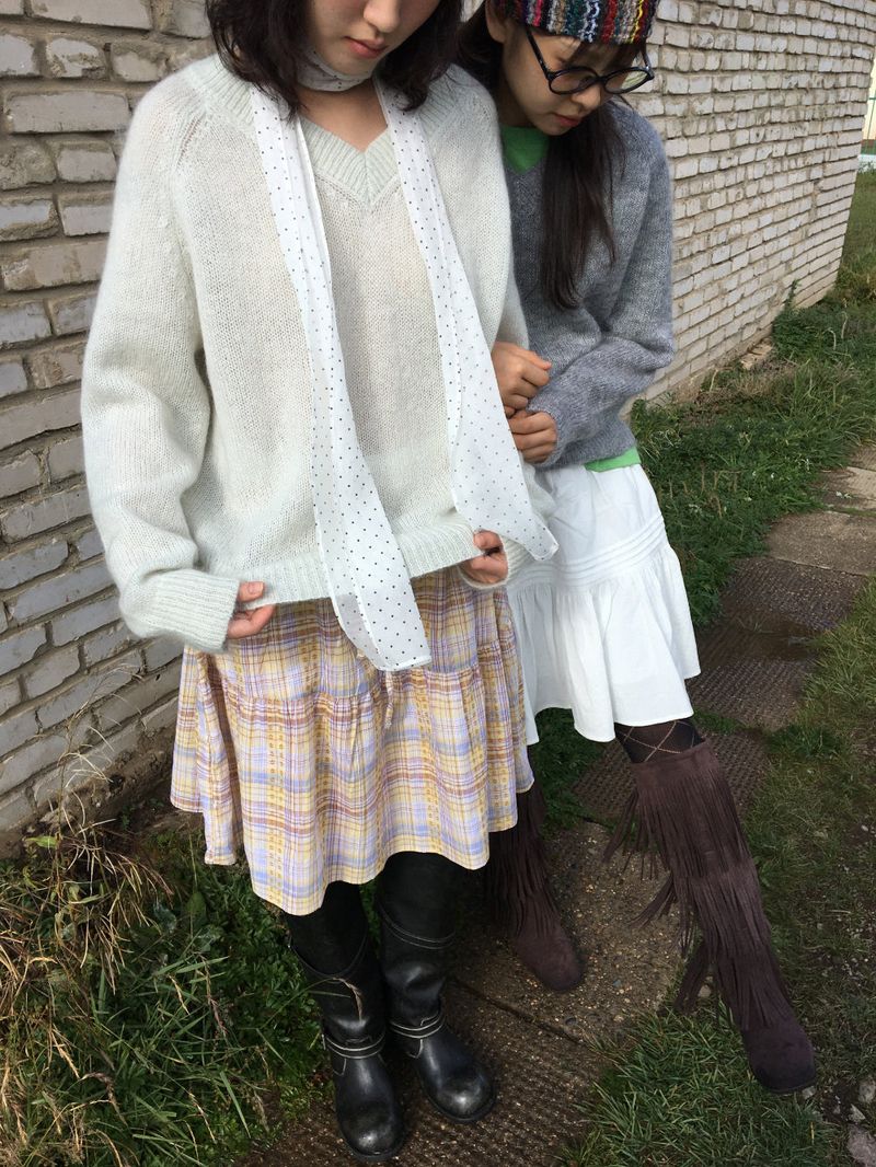 Kindergarten check skirt (2color)