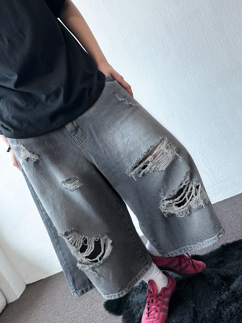 Britty Colored Washed Distressed Denim 3color