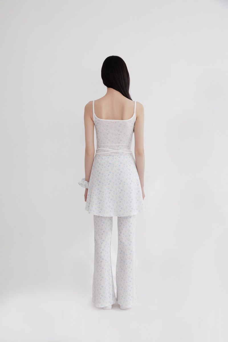 Flower Button bootcut pants (BLUE)