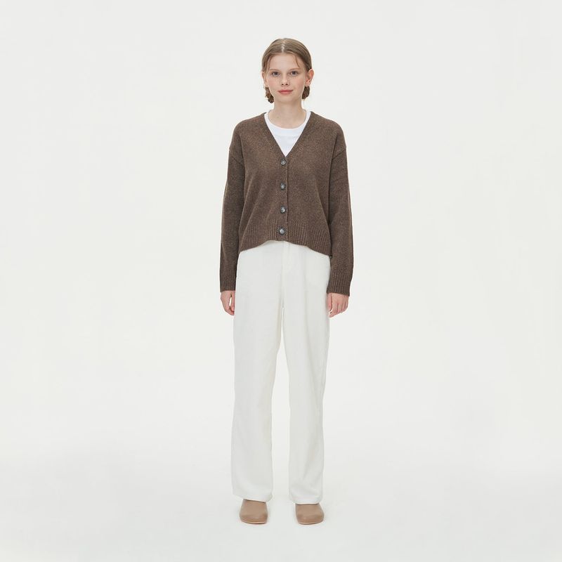 WOOL CROP KNIT CARDIGAN_BROWN