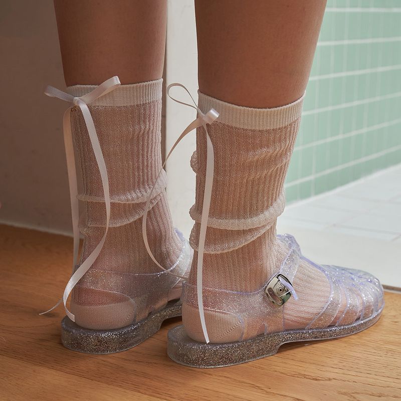 Back Ribbon Glitter Socks (3colors)