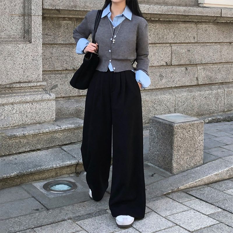[BELLIDE MADE] DOUBLE-SIDED FLEECE DOUBLE PINTACK WIDE PANTS