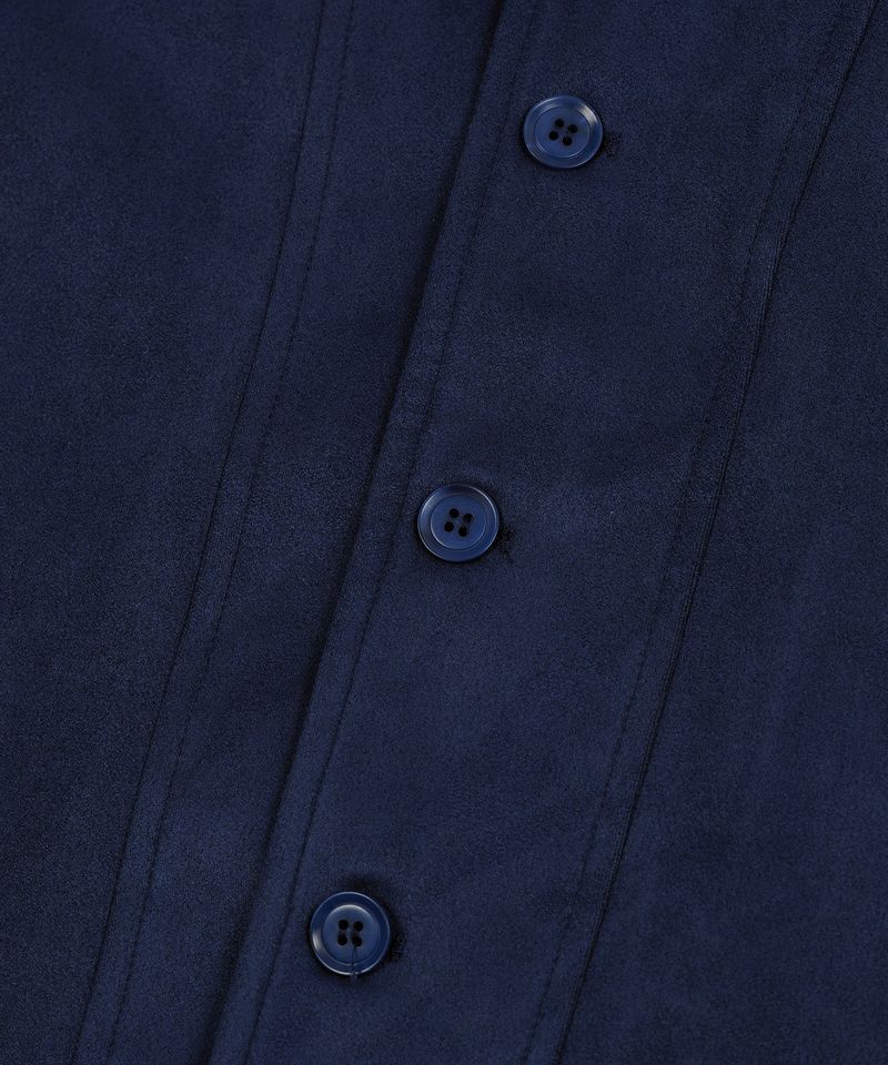 87-STAN033 [Vegan Suede] Bold Waistich Suede Jacket Navy