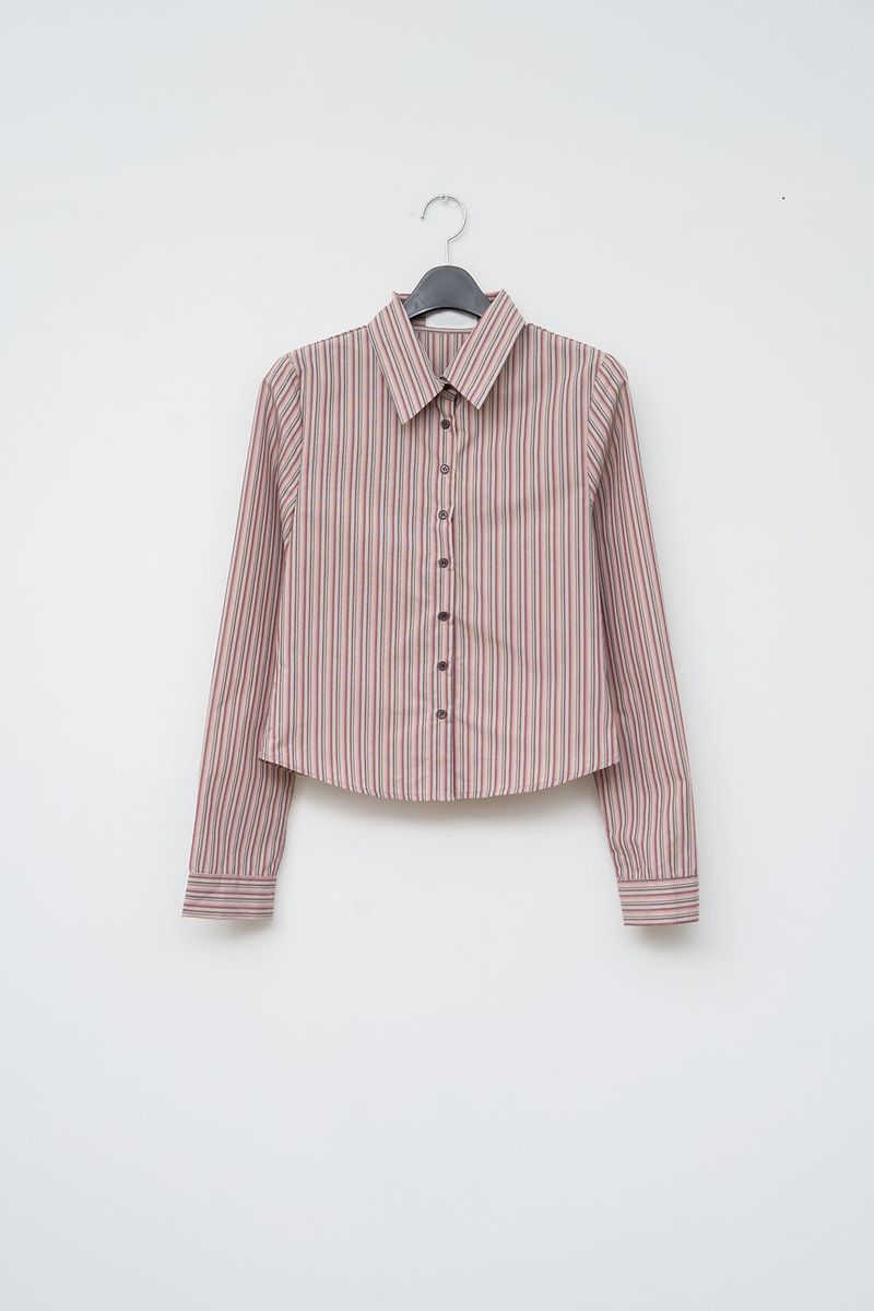 (W) Leaf Striped Shirt (2color)