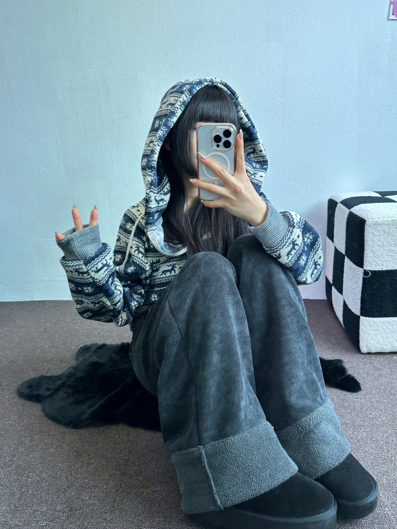 CCORTTI(コルッティ)の「2WAY🤎 NORDIC HOODIE SEMI CROPPED ZIP UP JACKET 🤎💙🩶2COLOR(Tops)」