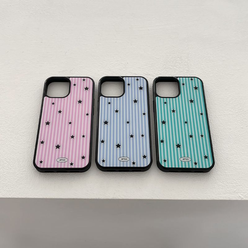 stripe star glossy glass bumper case (mint)