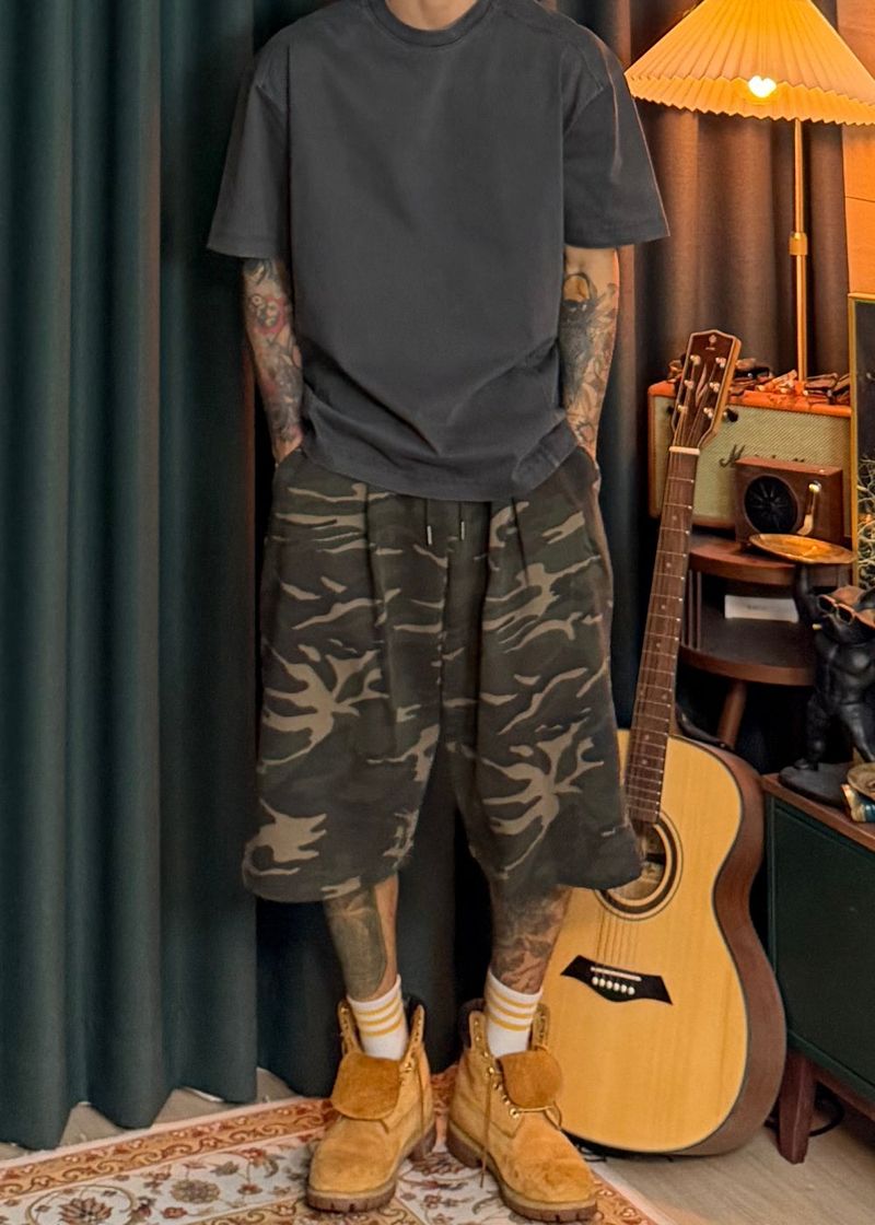 6 One-Tuck Camo Shorts