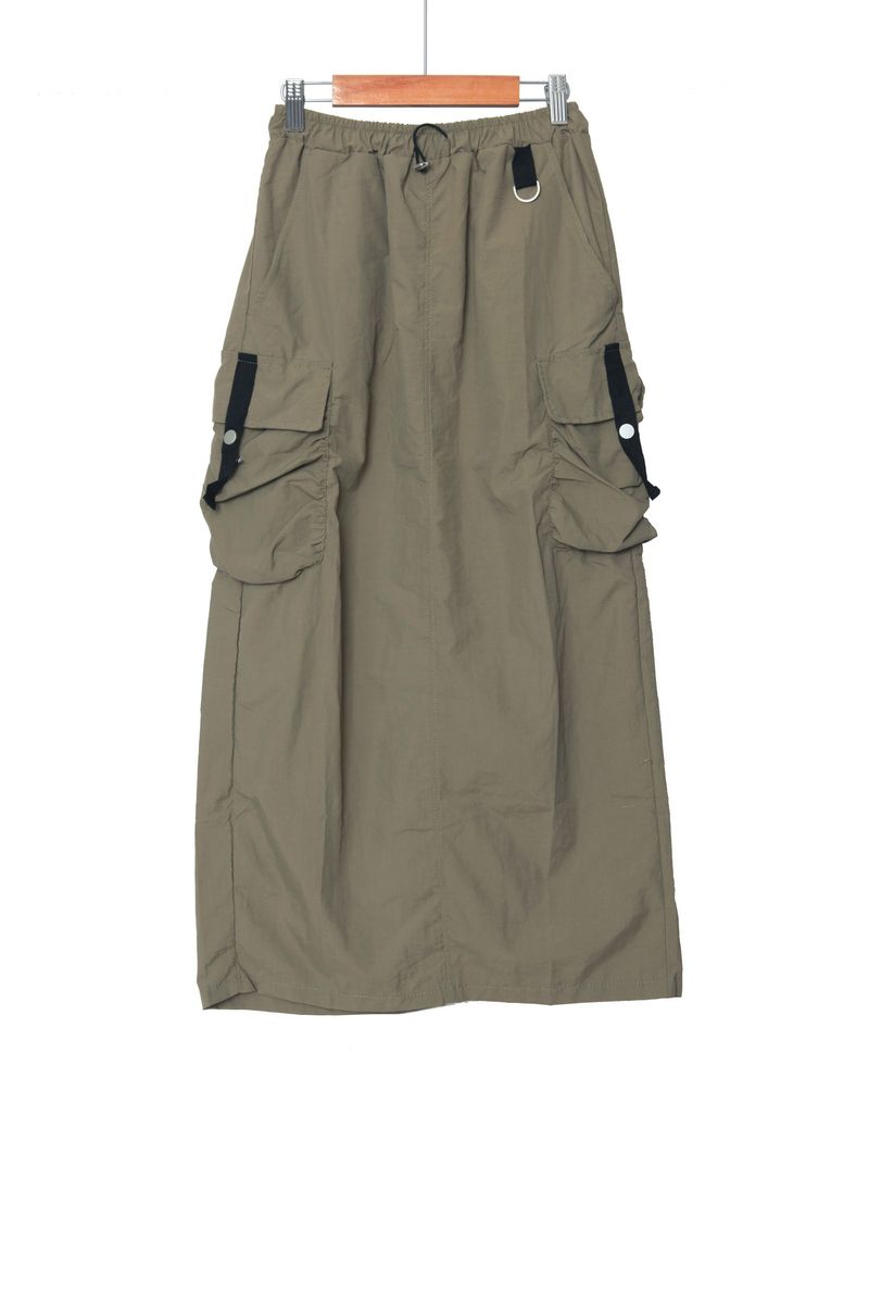 nylon long cargo skirt