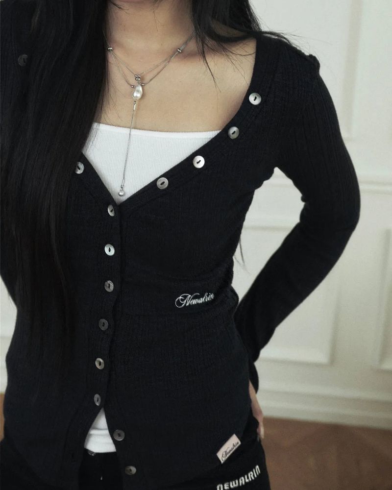 Ria Neck Button Knit Top