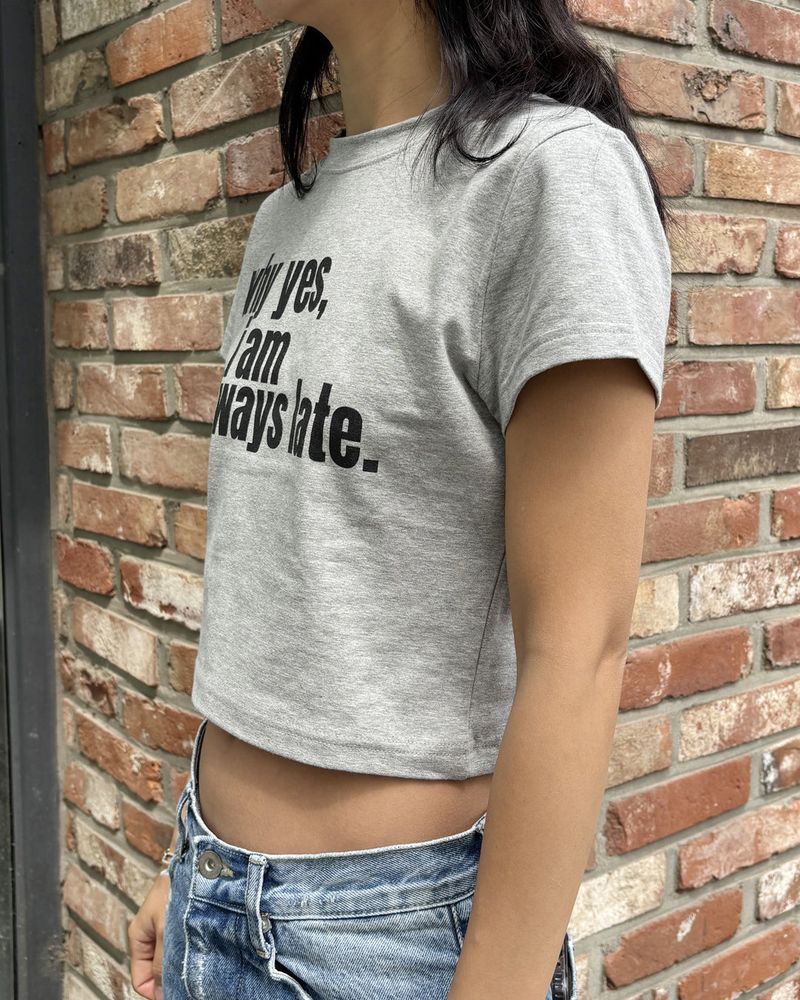 Always late Crop T-shirt (GREY)