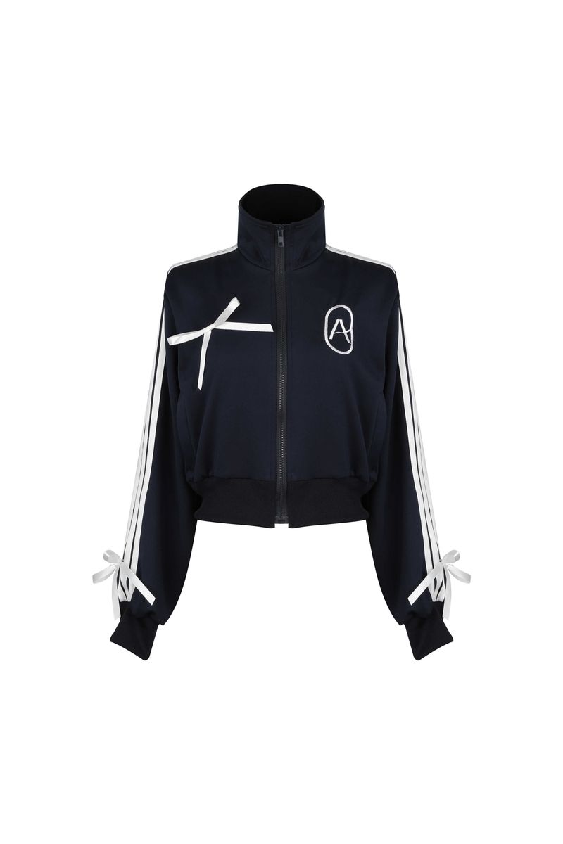 RIBBON JERSEY TRACK TOP / NAVY
