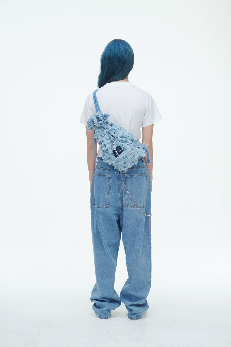 Checkerboard Denim Vagabond Bag Light Blue