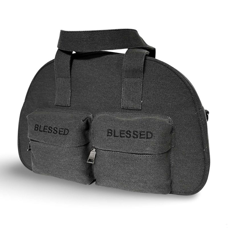 BLESSED BULLET(ブレスドブレット)の「HALF MOON SHOULDER CROSS BAG_LARGE-Canvas Washing black_black(Bags)」