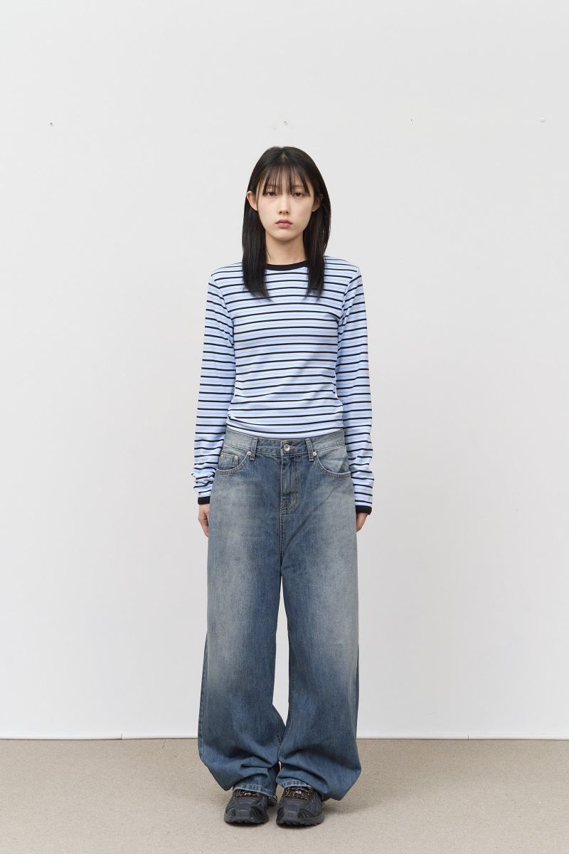 (W) Candy Fleece Striped Top