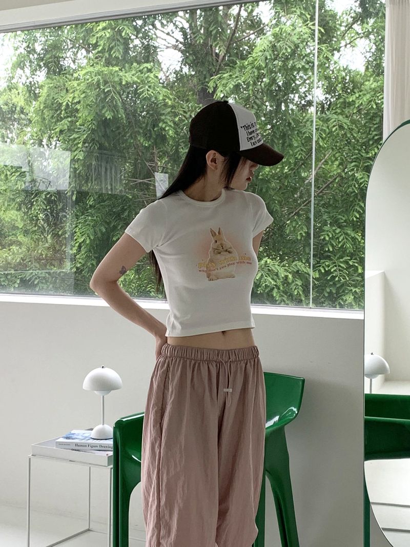[MADE] エルカバニーラビットプリントクロップド半袖Tシャツ