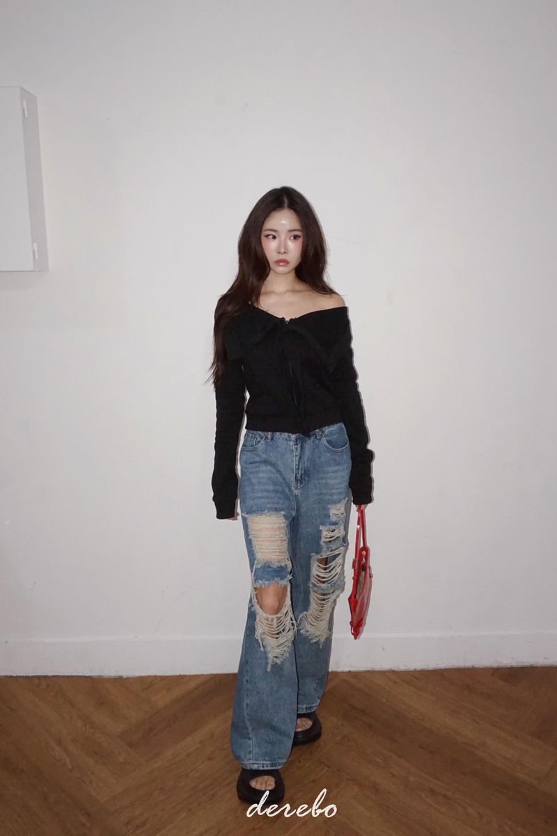 Vintage open wide denim pants