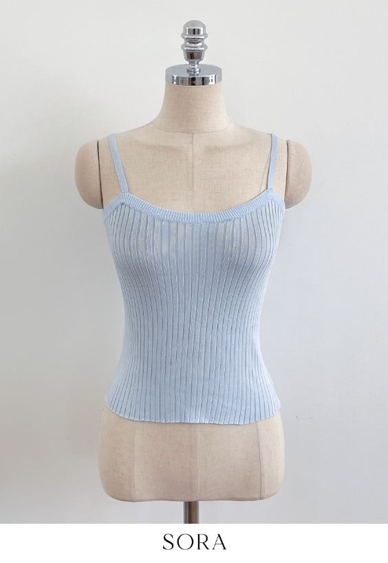 Sisle knit sleeveless wrinkle shirt set