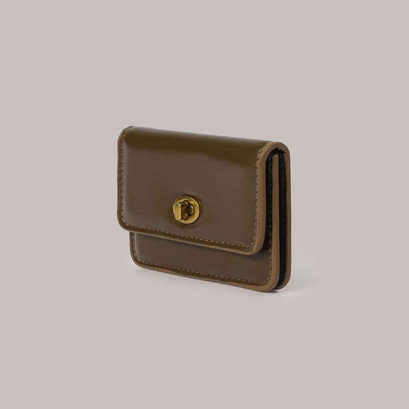 Flat Gold Wallet - Brown