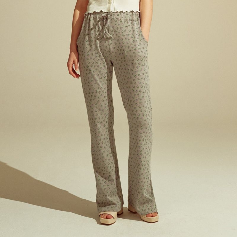 WKG Flower semi bootcut long pants