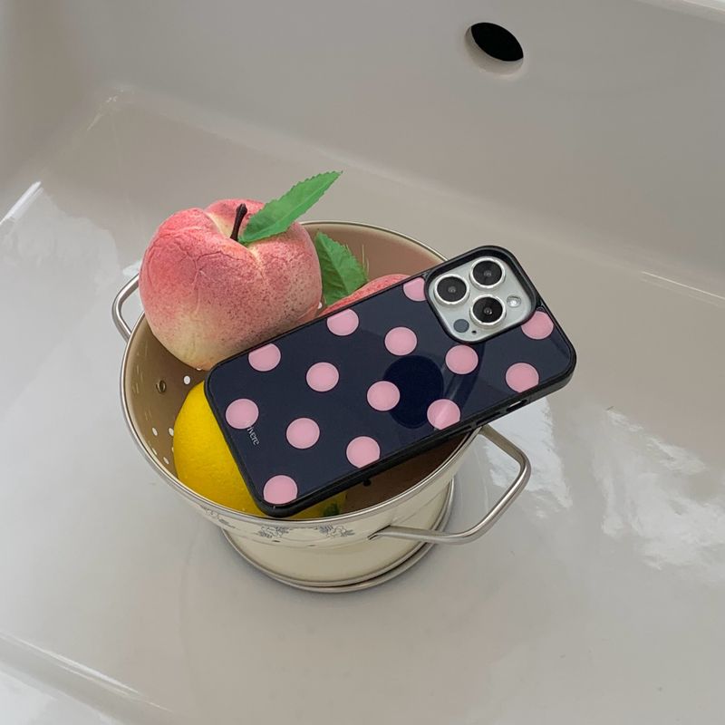 [MADE] Dot glass bumper case(navypink)