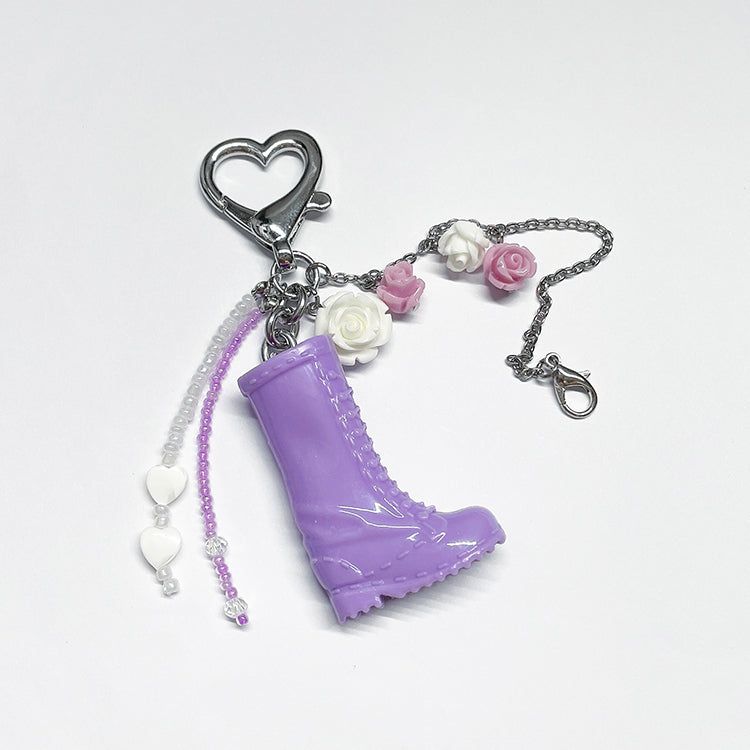 Rose Chain Purple Boots Pendant Bag Keyring Tumbler Charm