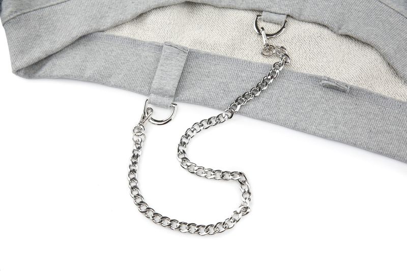 0 4 chain crop sweat shirt - GREY