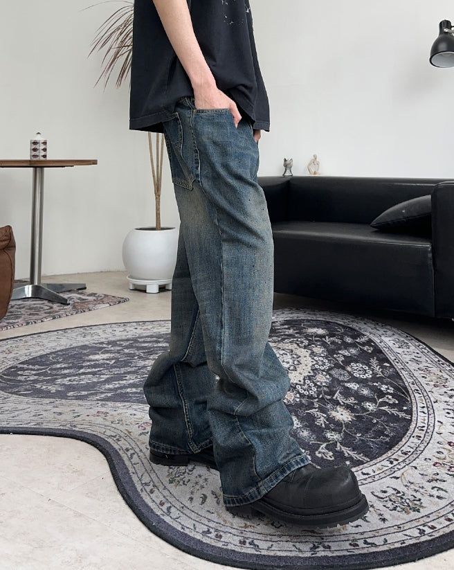 Riken Oil Washing Flare Jeans