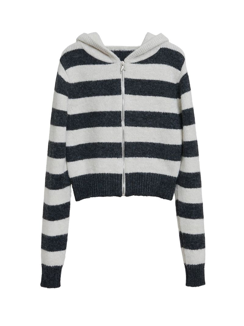 reheat(リヒッ)の「SYMBOL STRIPE KNIT ZIP-UP_IVORY(Tops)」