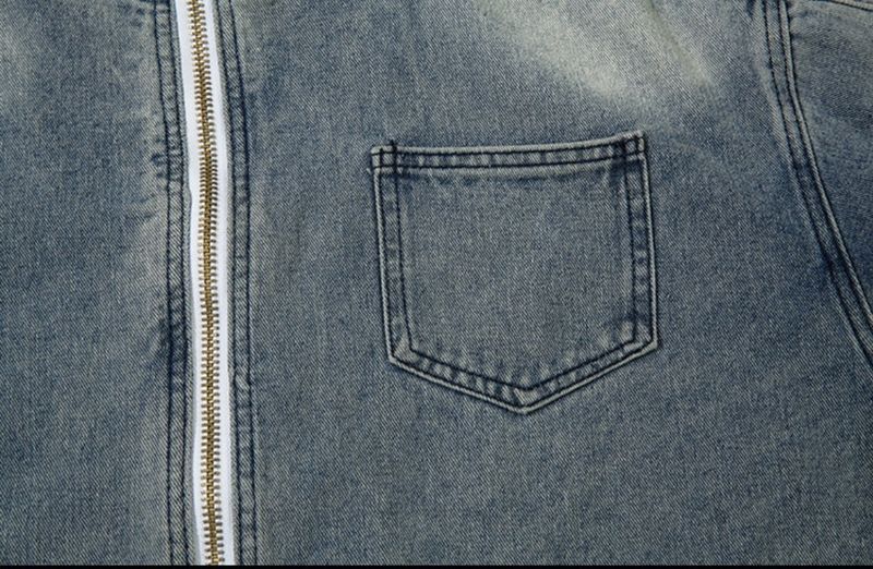 LMN Cube Damage Line Denim Zip-Up (2 colors)