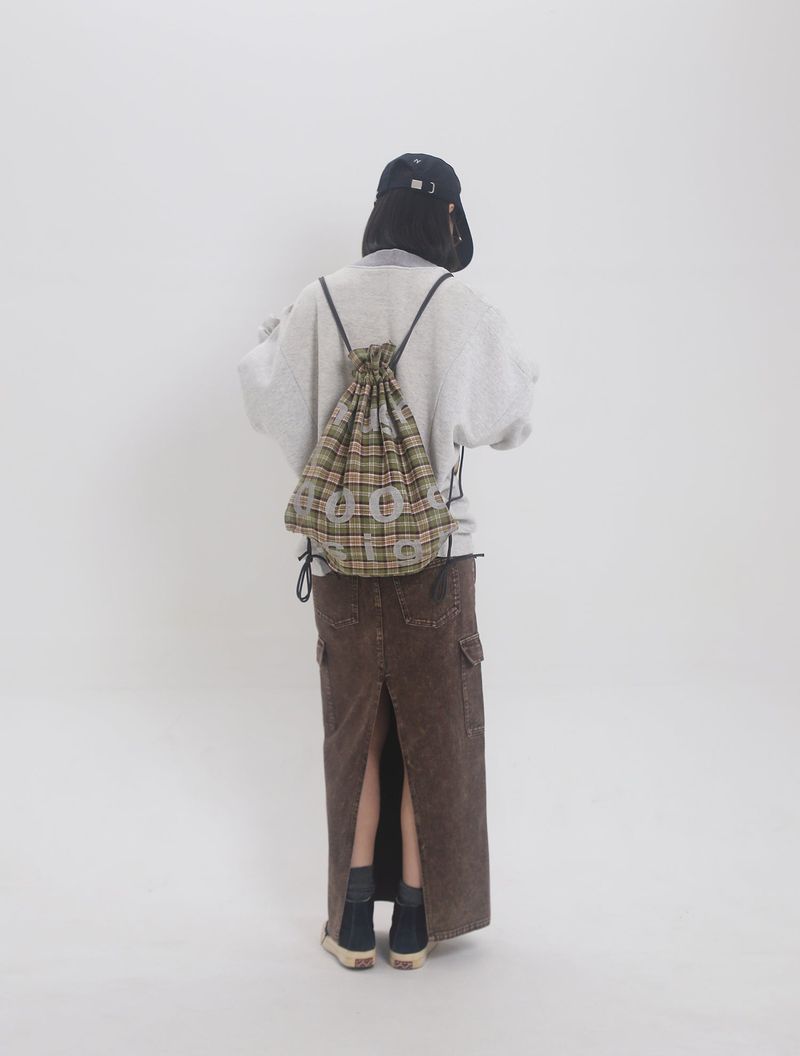 000 Design Check Gym Sack / Olive