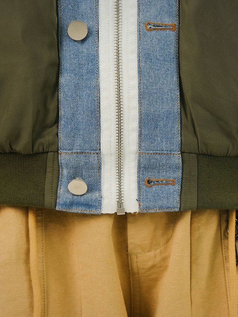 HD Denim Collar Bomber Jacket