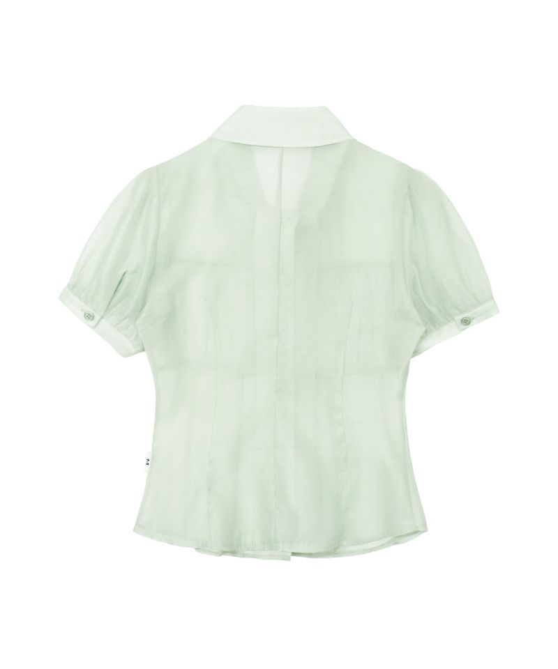 SHIRRING SHEER BLOUSE PISTACHIO