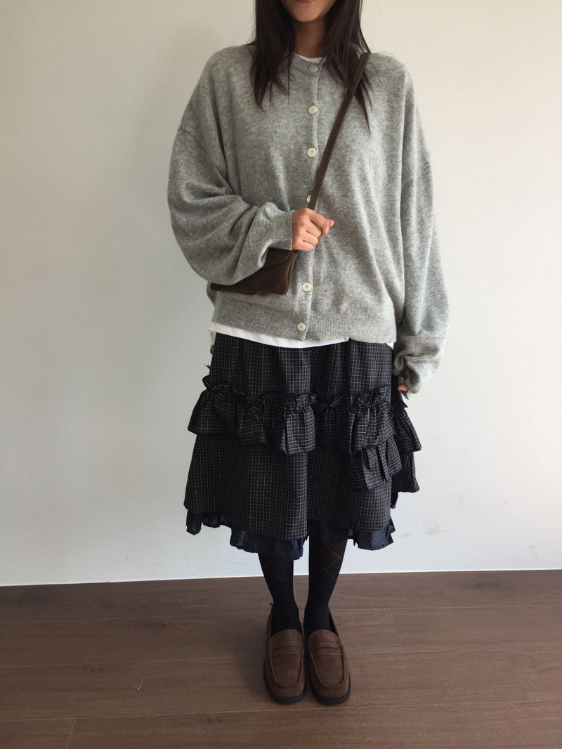 Lo-fi check layer skirt (1color)