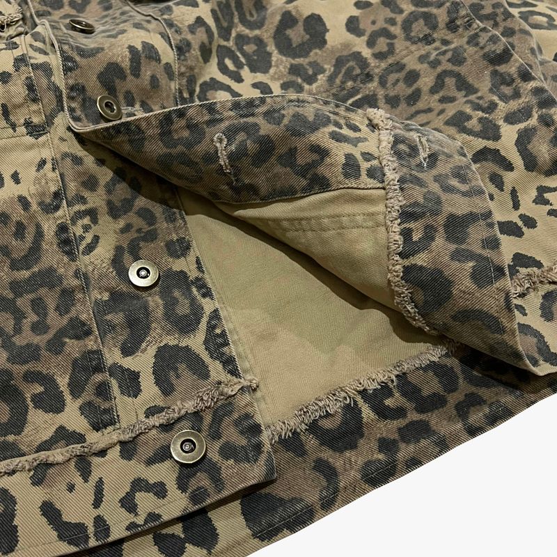 leopard grunge trucker jacket_beige