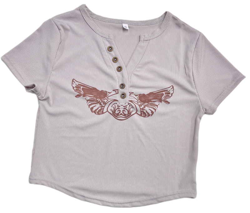 Y2k Ribbed Cropped Wings T-Shirt