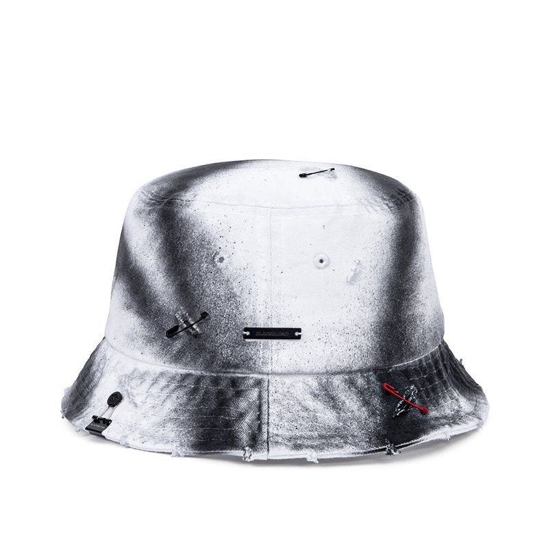 BBD Ripped Sprayed Custom Border Graffiti Logo Bucket Hat (White)
