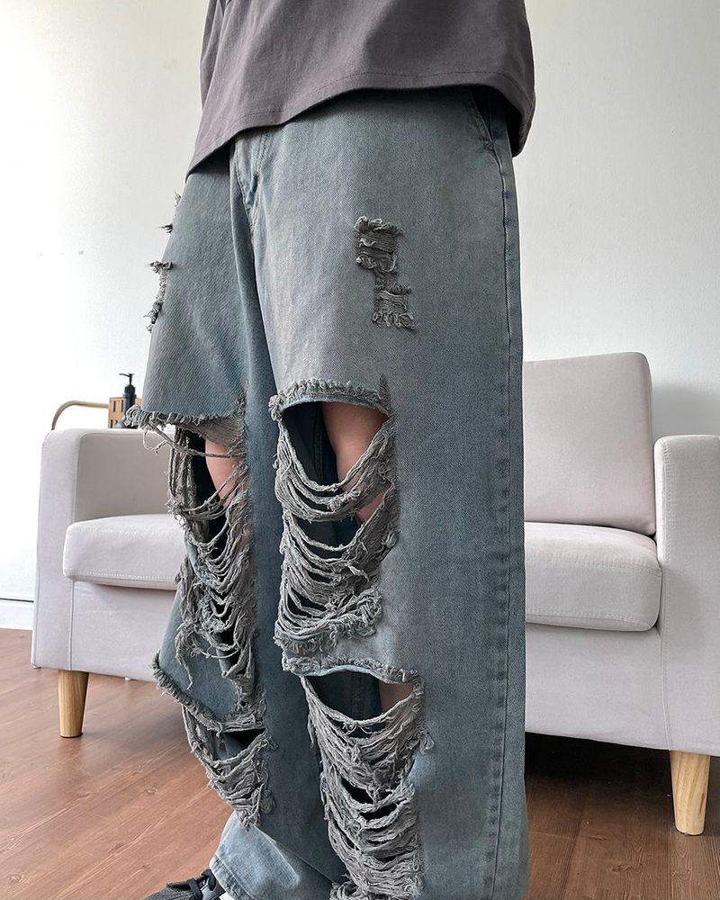 Damage Washing Denim Pants