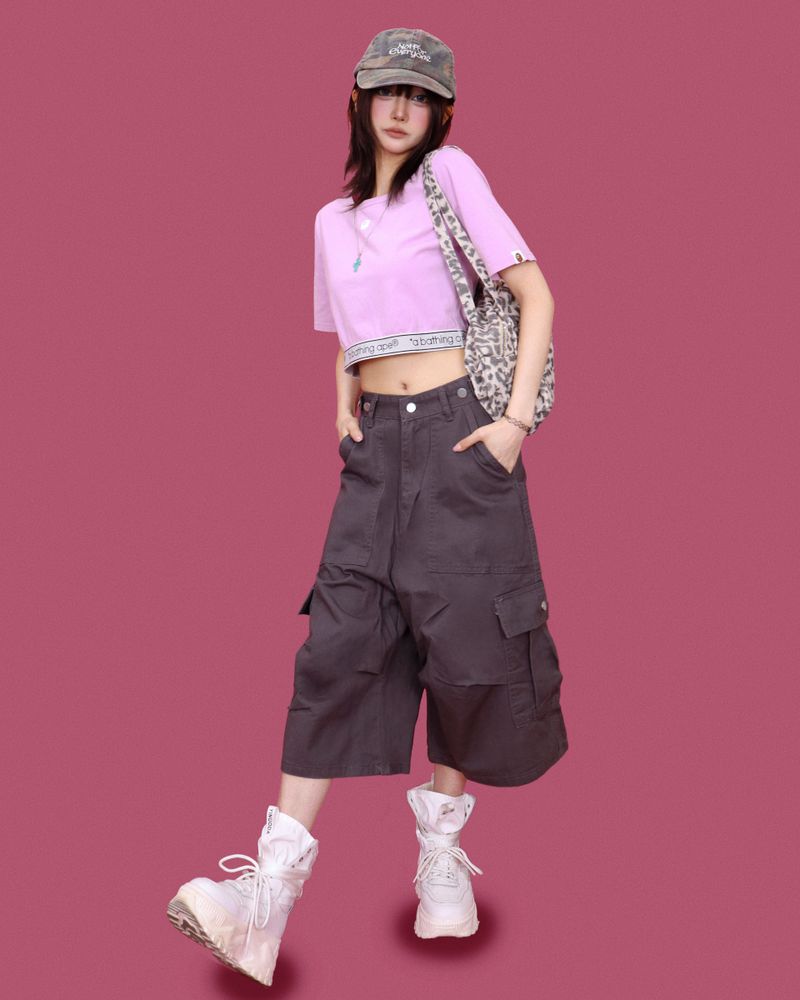 hamburger cargo bermuda pants